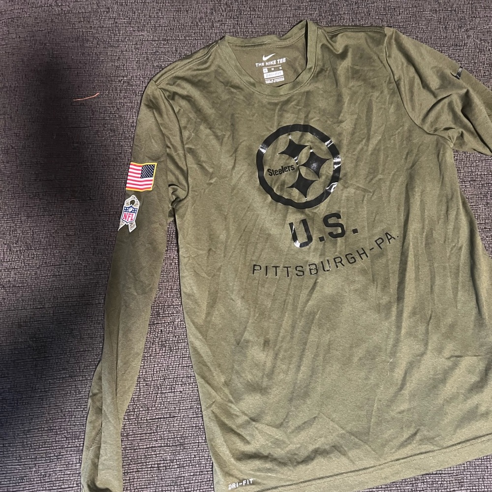 Nike Olive Long Sleeve Steelers Tee
